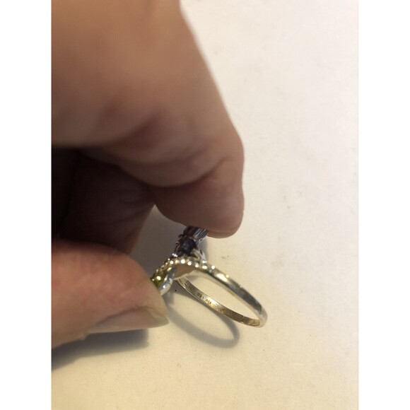 Beautiful Sterling Silver Butterfly Flower Ring Colorful Swarovski Crystal SZ8.5 - Picture 6 of 8